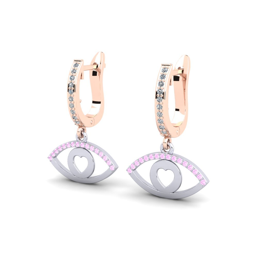 Roze Saffier Dames Oorbellen Estop