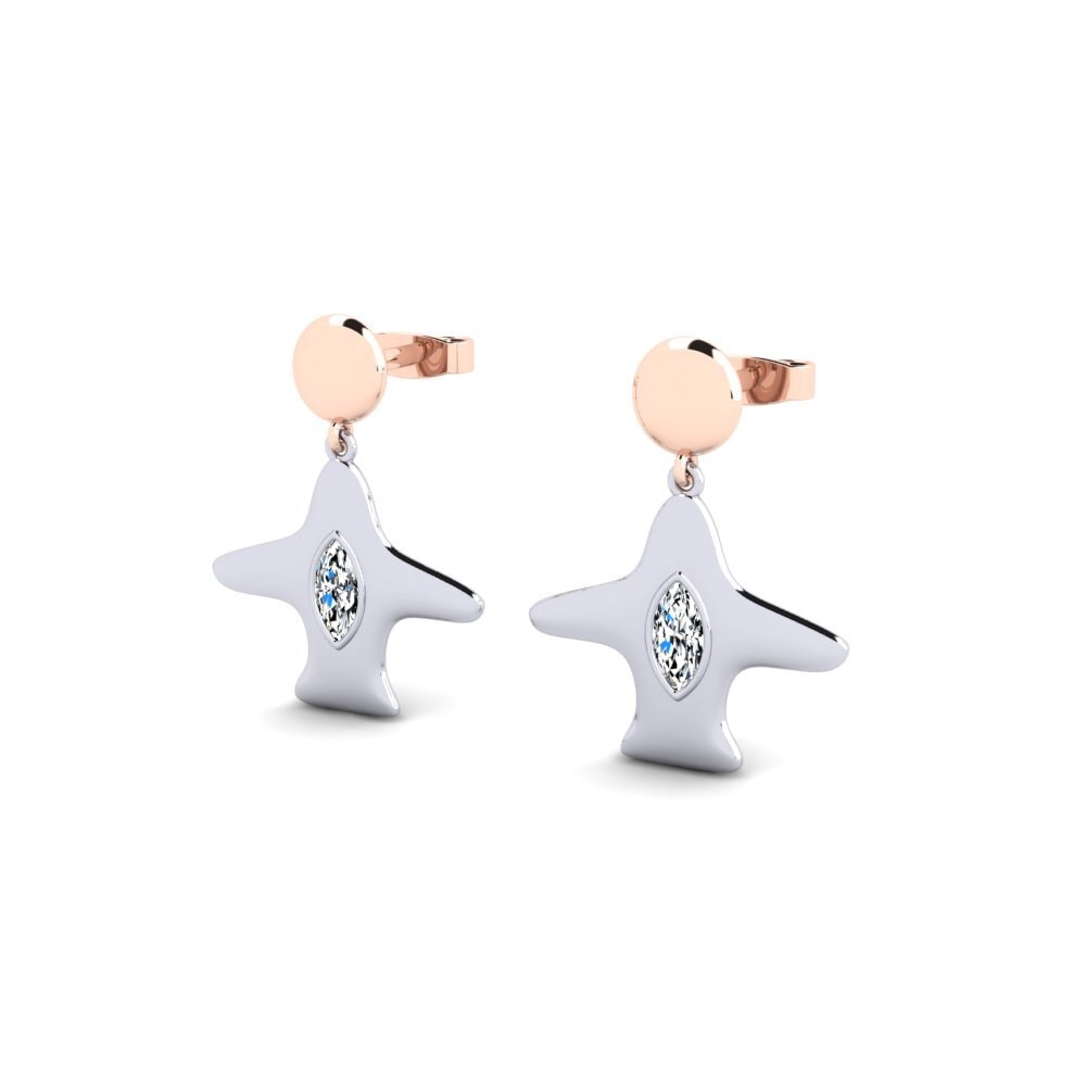 14ct White / Rose Gold Marquise Women's Earring Etabucni