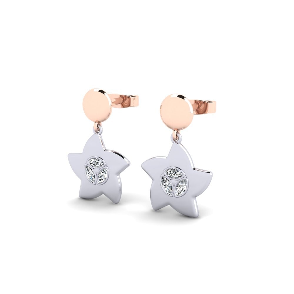 14ct White / Rose Gold Marquise Women's Earring Etakeh