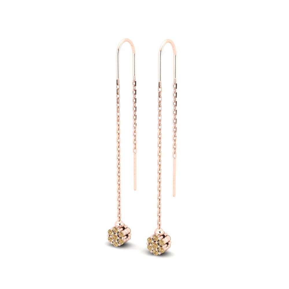 14k Oro Rosa Diamante café Pendiente de mujer Ewaqp