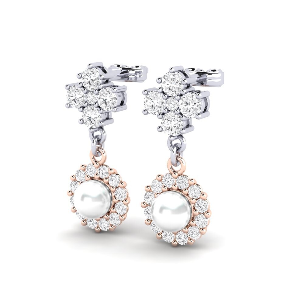 9ct White & Rose Gold White sapphire Women's Earring Exilian