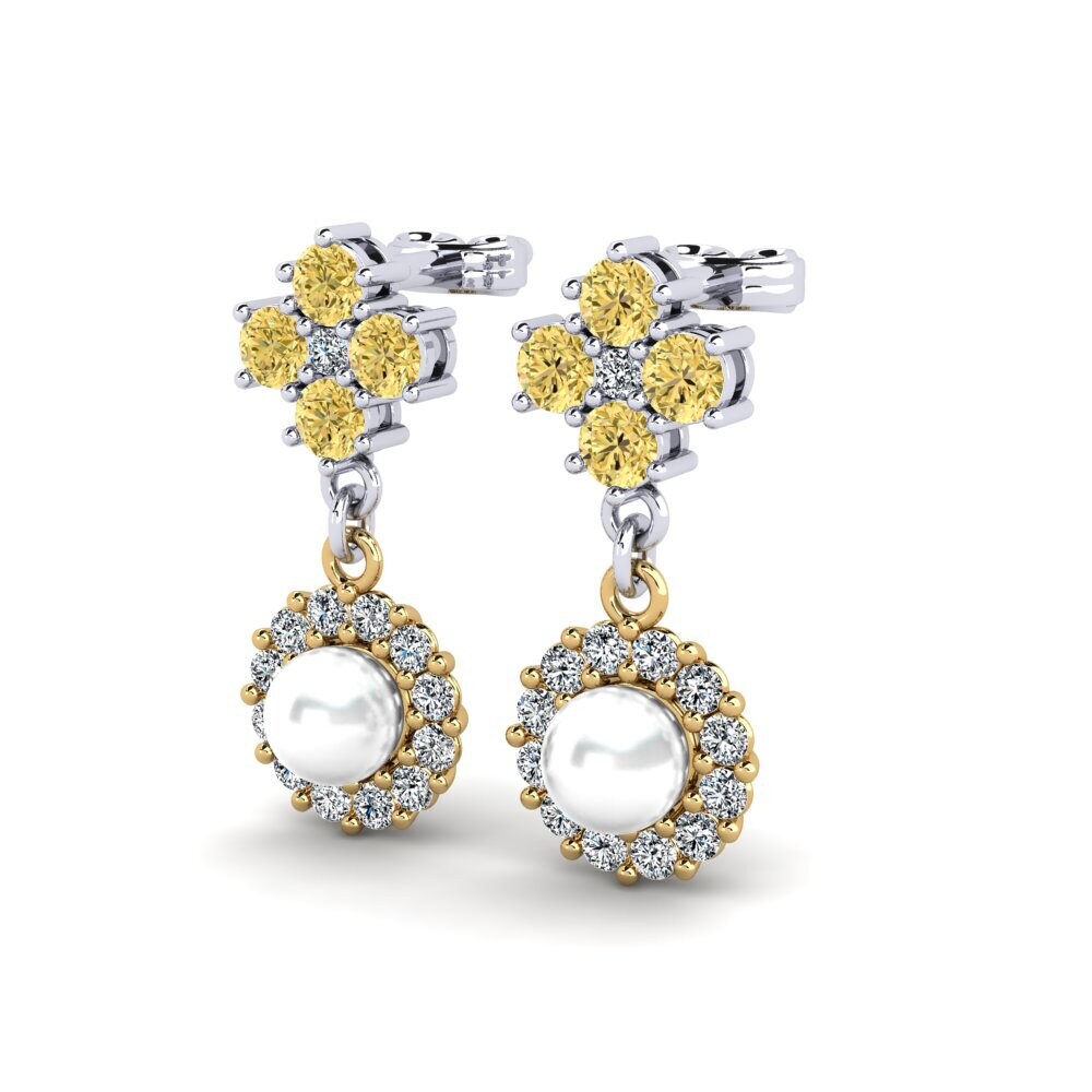 18ct White & Yellow Gold Yellow Diamond Women's Earring Exilian