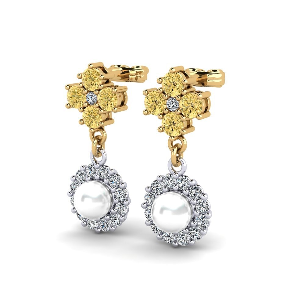 18ct Yellow & White Gold Yellow Diamond Women's Earring Exilian