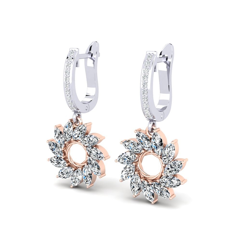 14ct White / Rose Gold Marquise Women's Earring Extrosyne