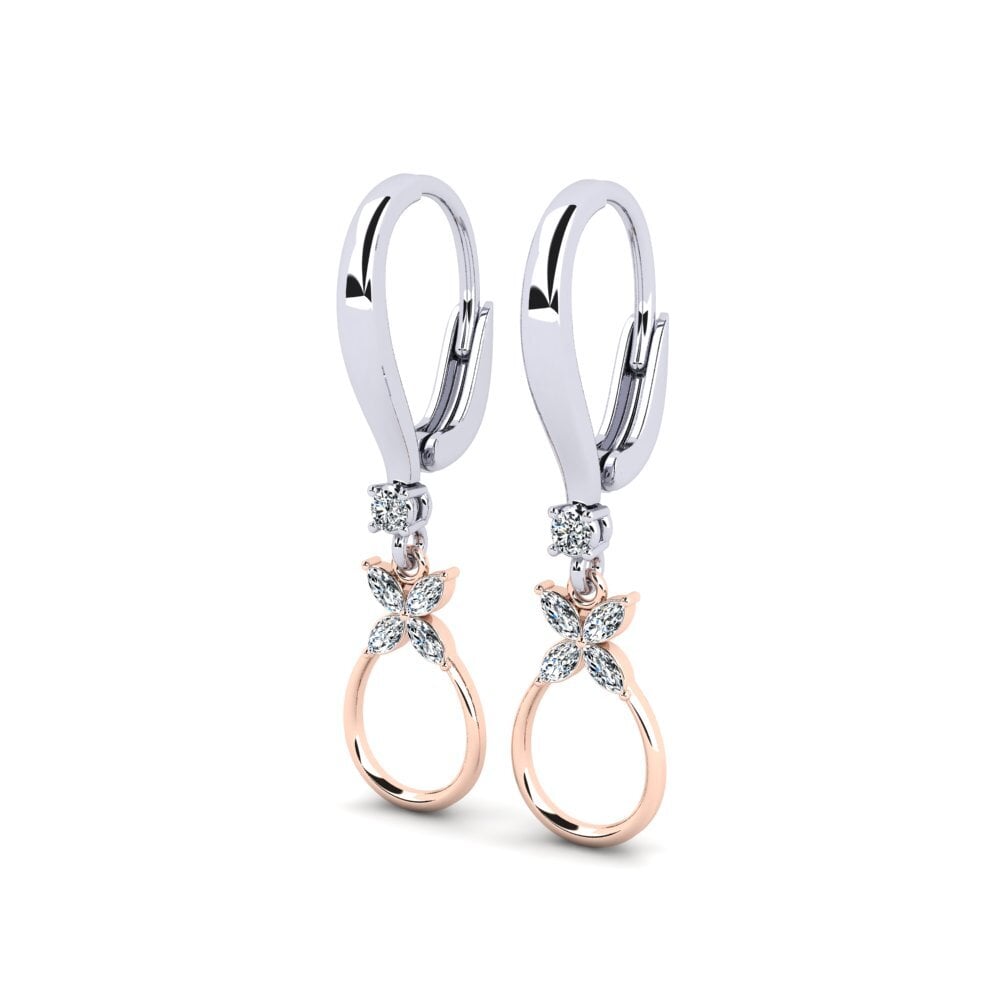 14ct White / Rose Gold Marquise Women's Earring Fabjolac