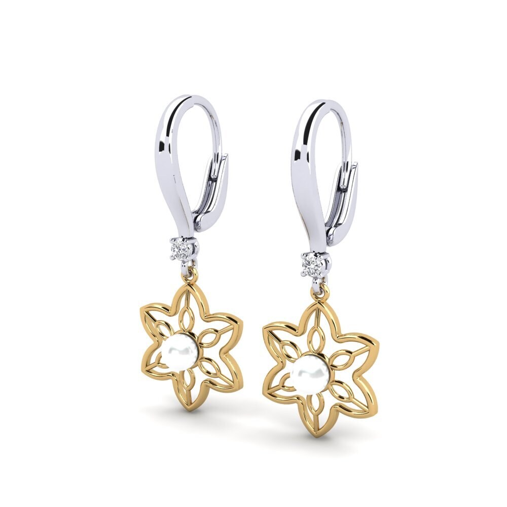 18ct White & Yellow Gold Lab Grown Diamond Women's Earring Fanholasaj