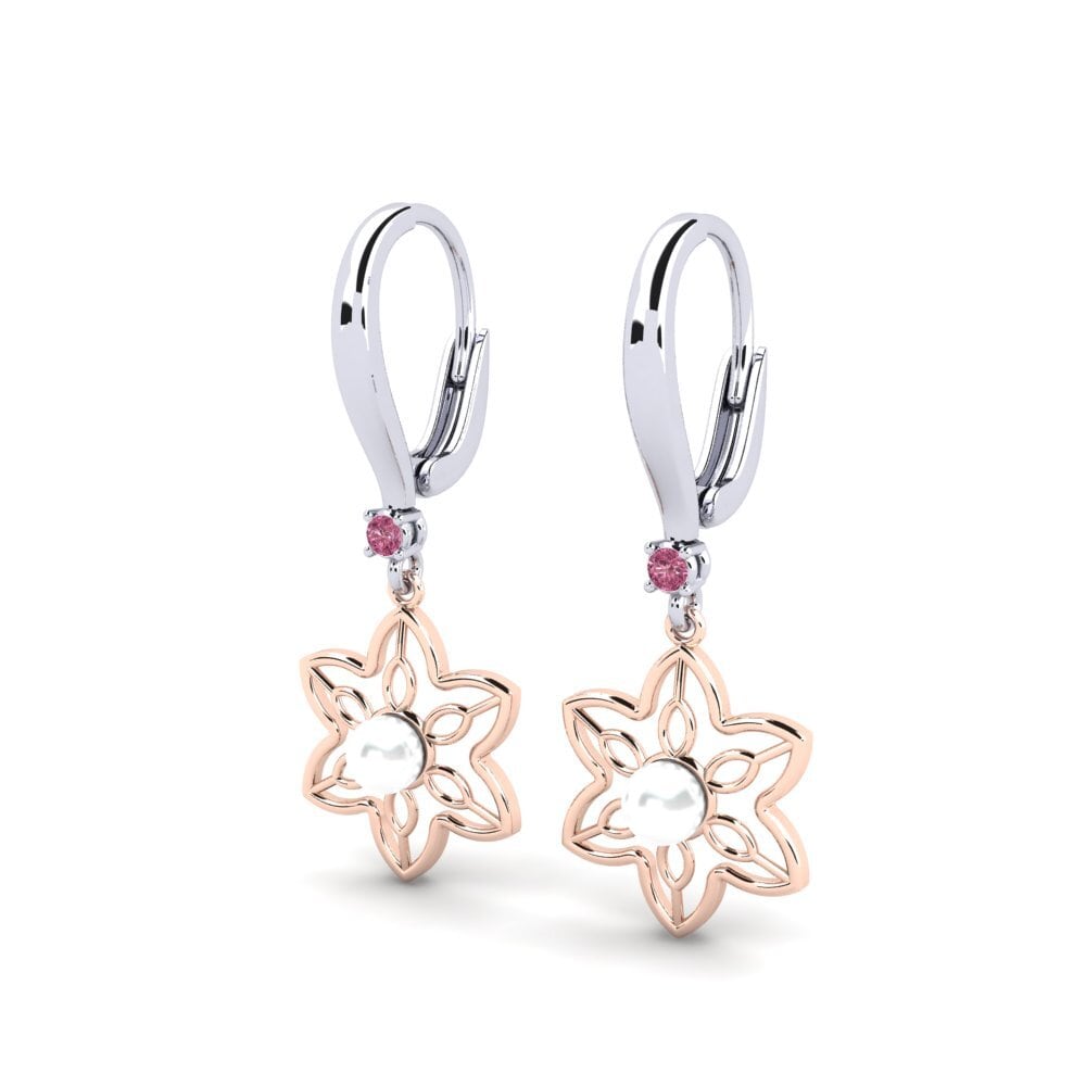 9ct White & Rose Gold Rhodolite Garnet Women's Earring Fanholasaj