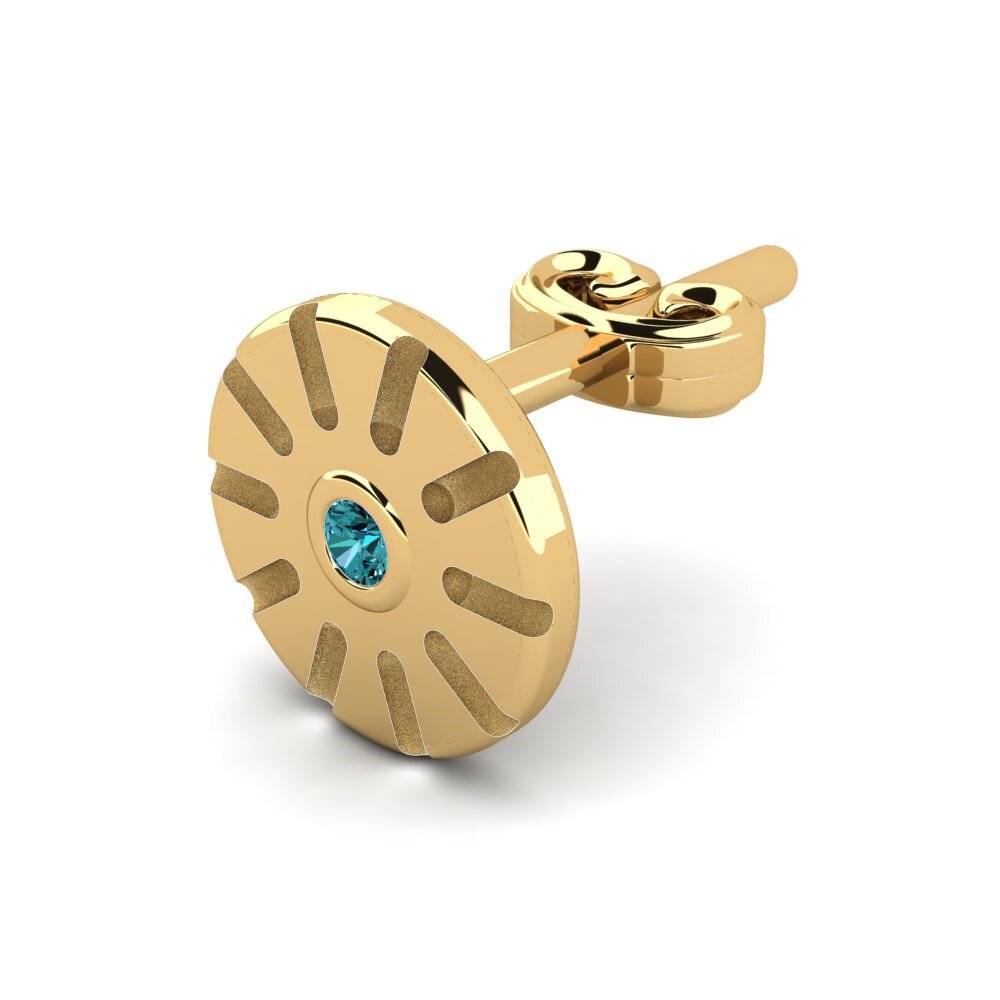 18ct Yellow Gold Blue Diamond Men's Earring Anatto