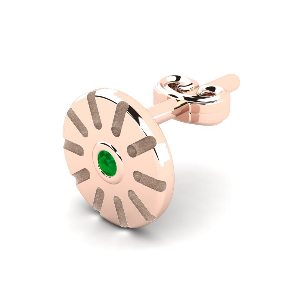 14ct Rose Gold Emerald Men's Earring Anatto
