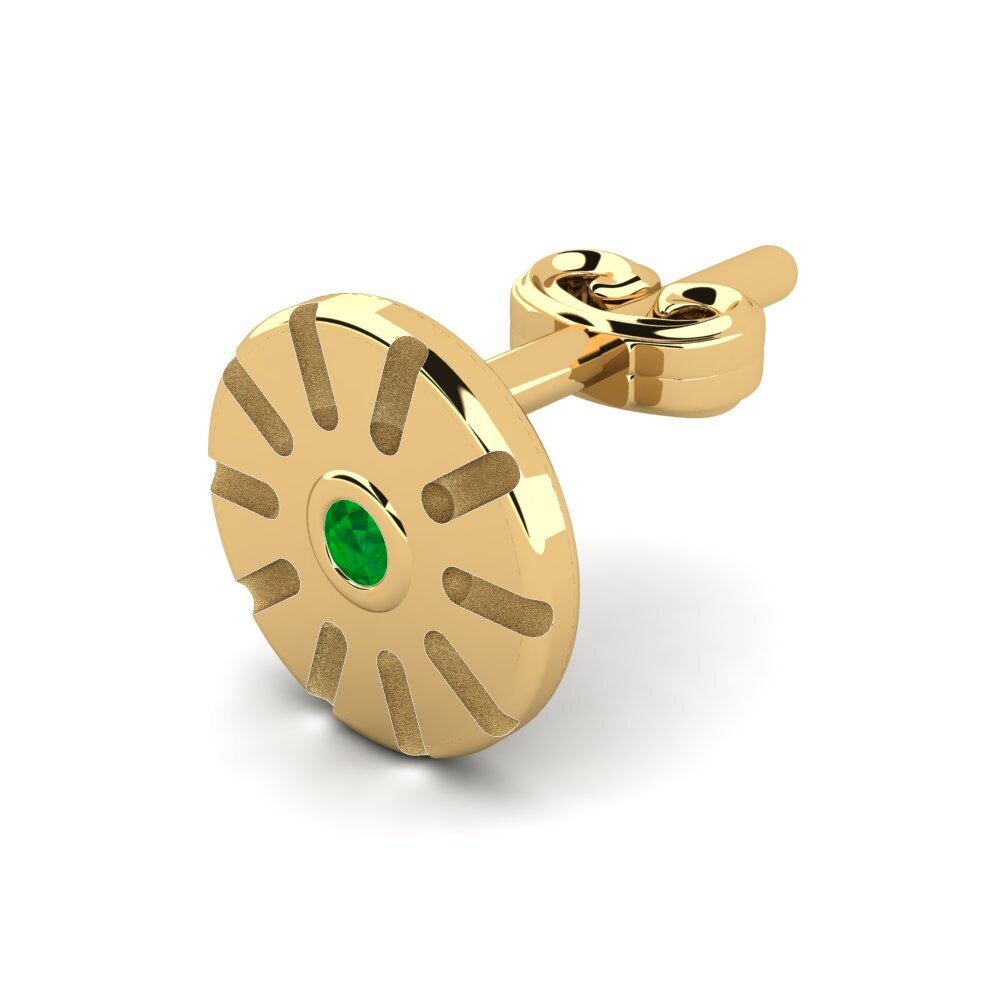 9ct Yellow Gold Emerald Men's Earring Anatto