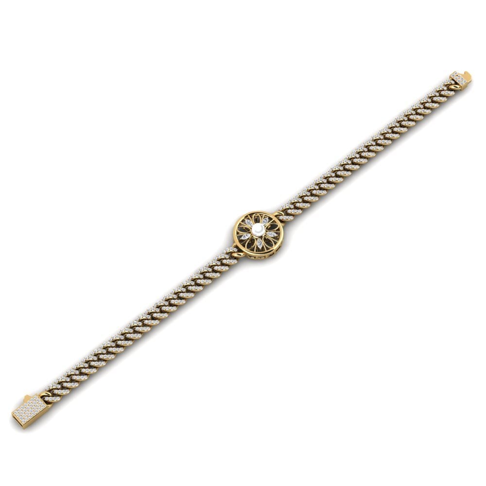 18k Oro Amarillo Diamante cultivado en laboratorio Pulsera de Mujer Walimant