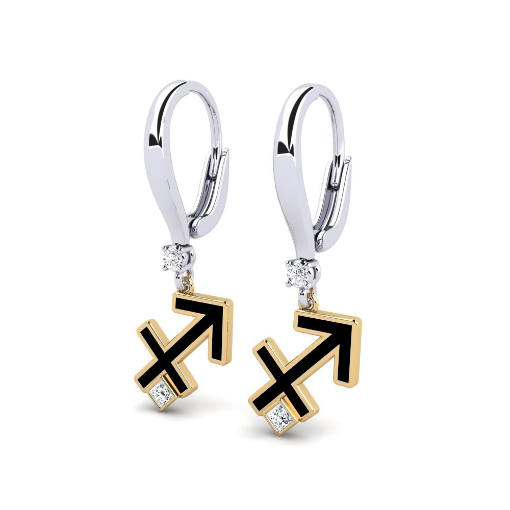 14ct White / Yellow Gold Mixed Women's Earring Nicgen - Sagittarius