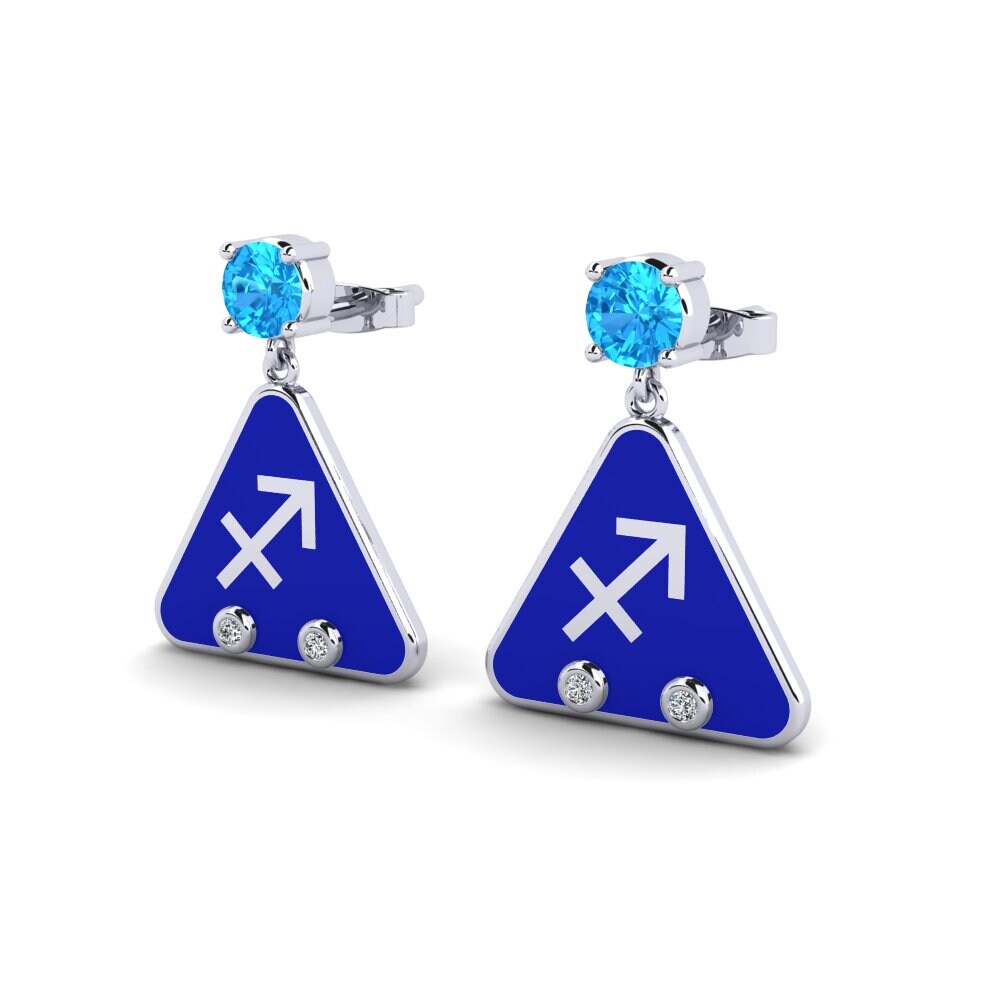 Blue Topaz Women's Earring Nund - Sagittarius