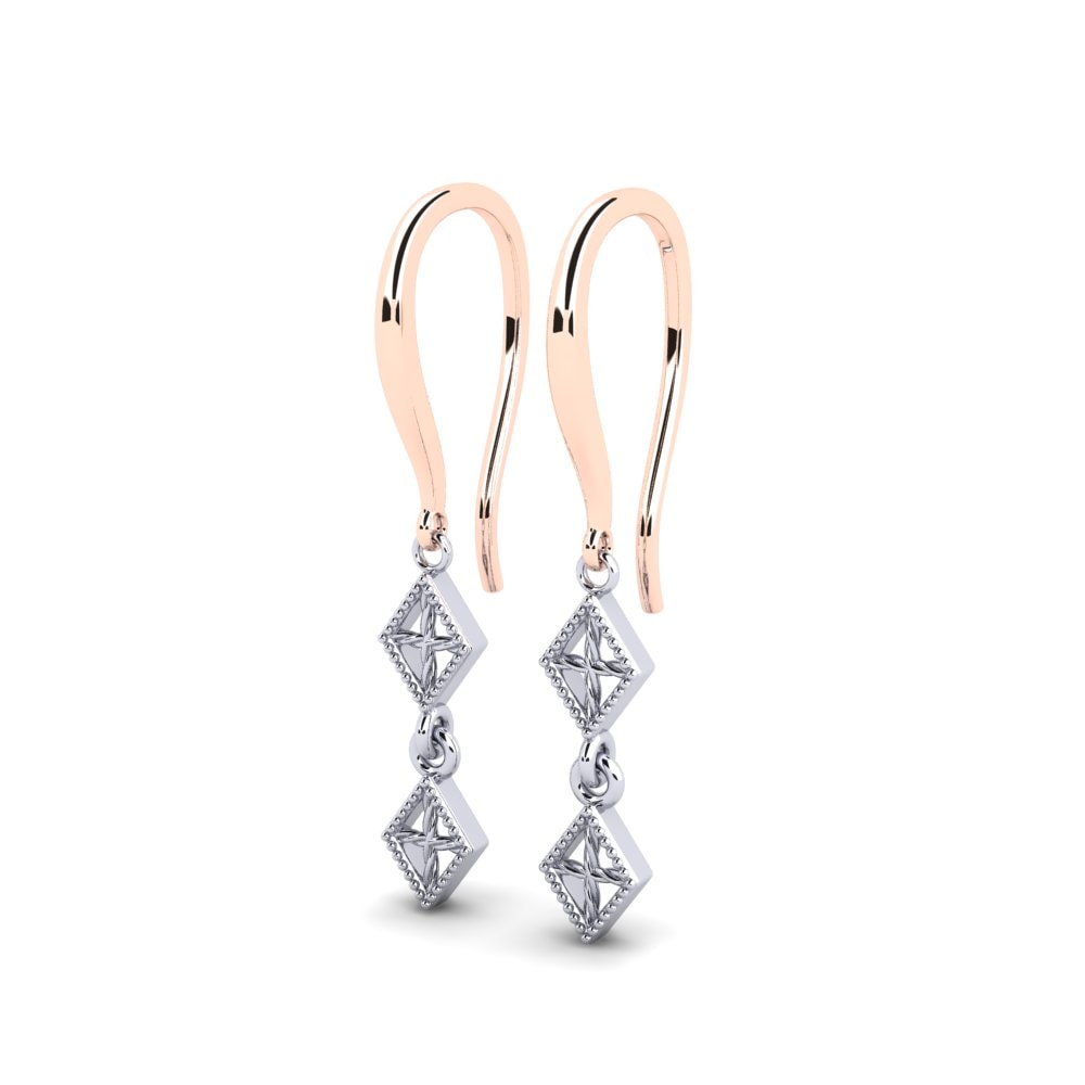9k Oro Rosa/Blanco Pendientes Pirimi