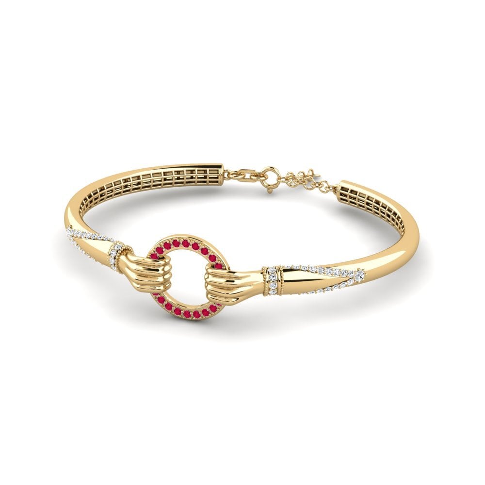 BAILYSBEADS Bracciale Rubino Rosso 4x6mm In Oro Placcato, Regolabile 20 Cm, Fatto A Mano