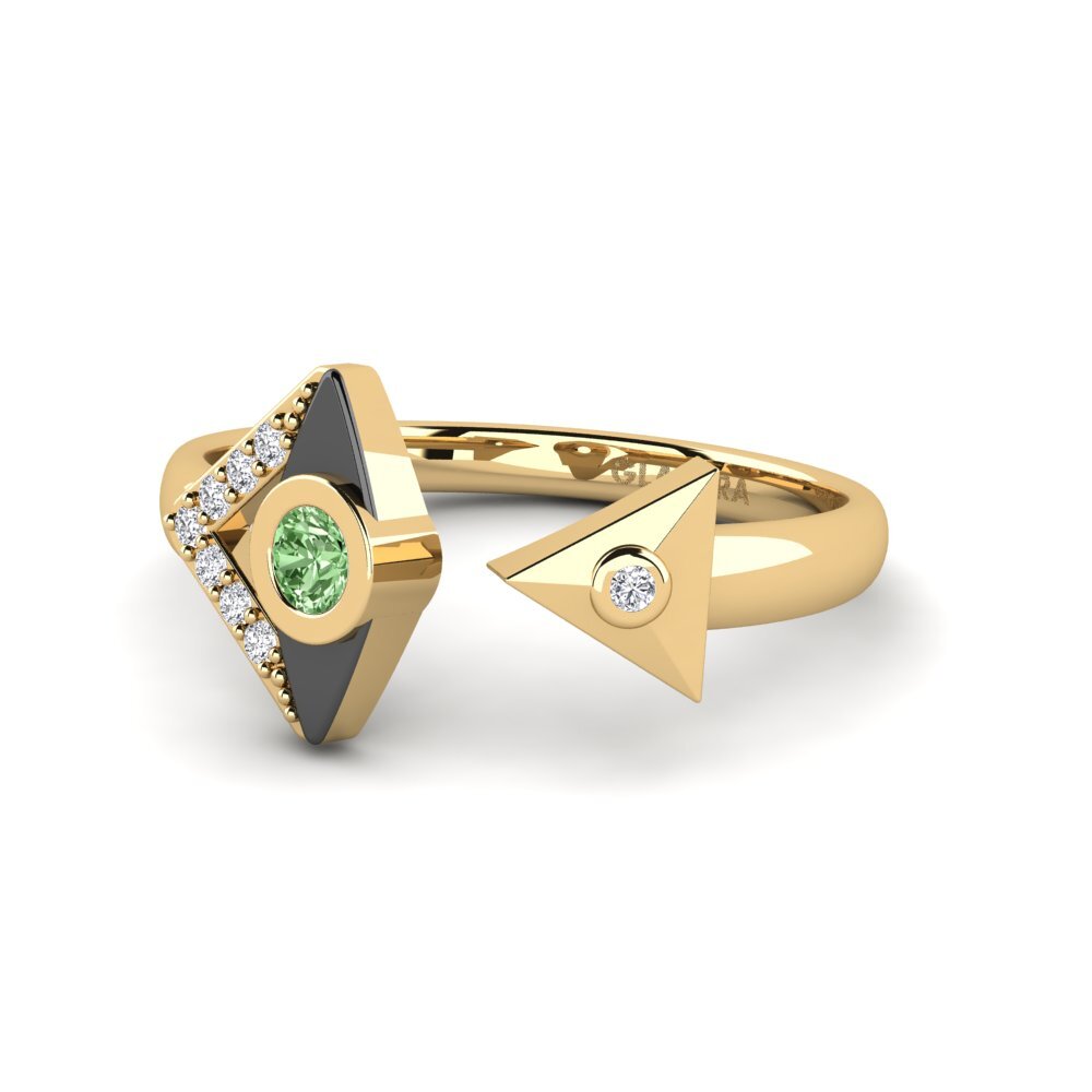 Diamante Verde Anel Exagerado