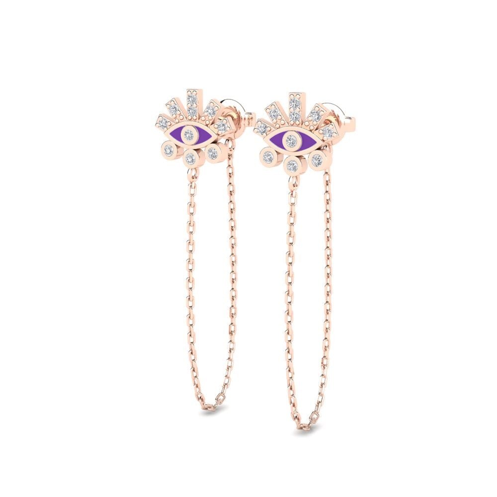 14ct Rose Gold Women's Earring Miletos - A