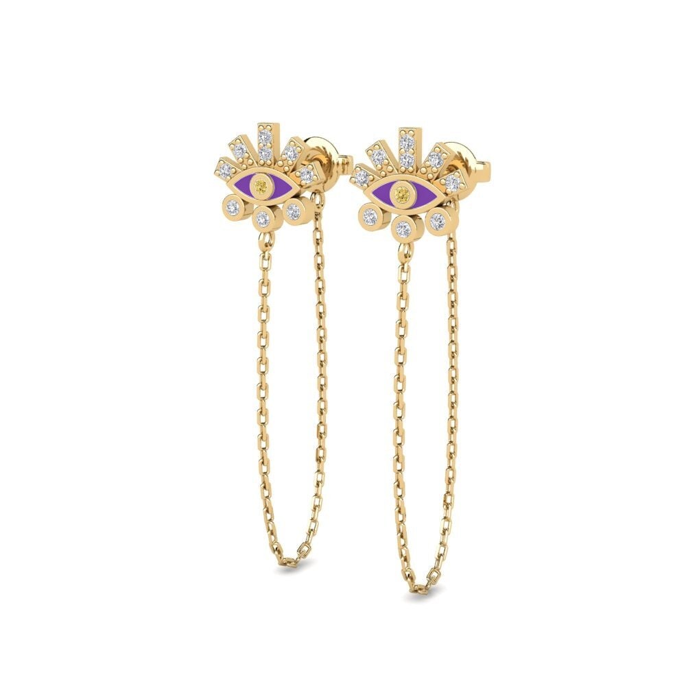 Yellow Diamond Women's Earring Miletos - A
