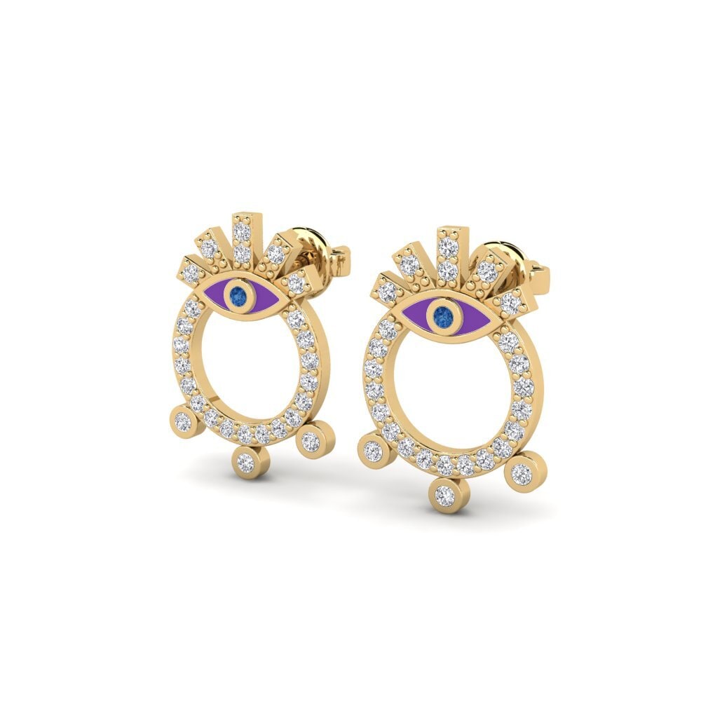 Dark Blue Zirconia Women's Earring Miletos - B