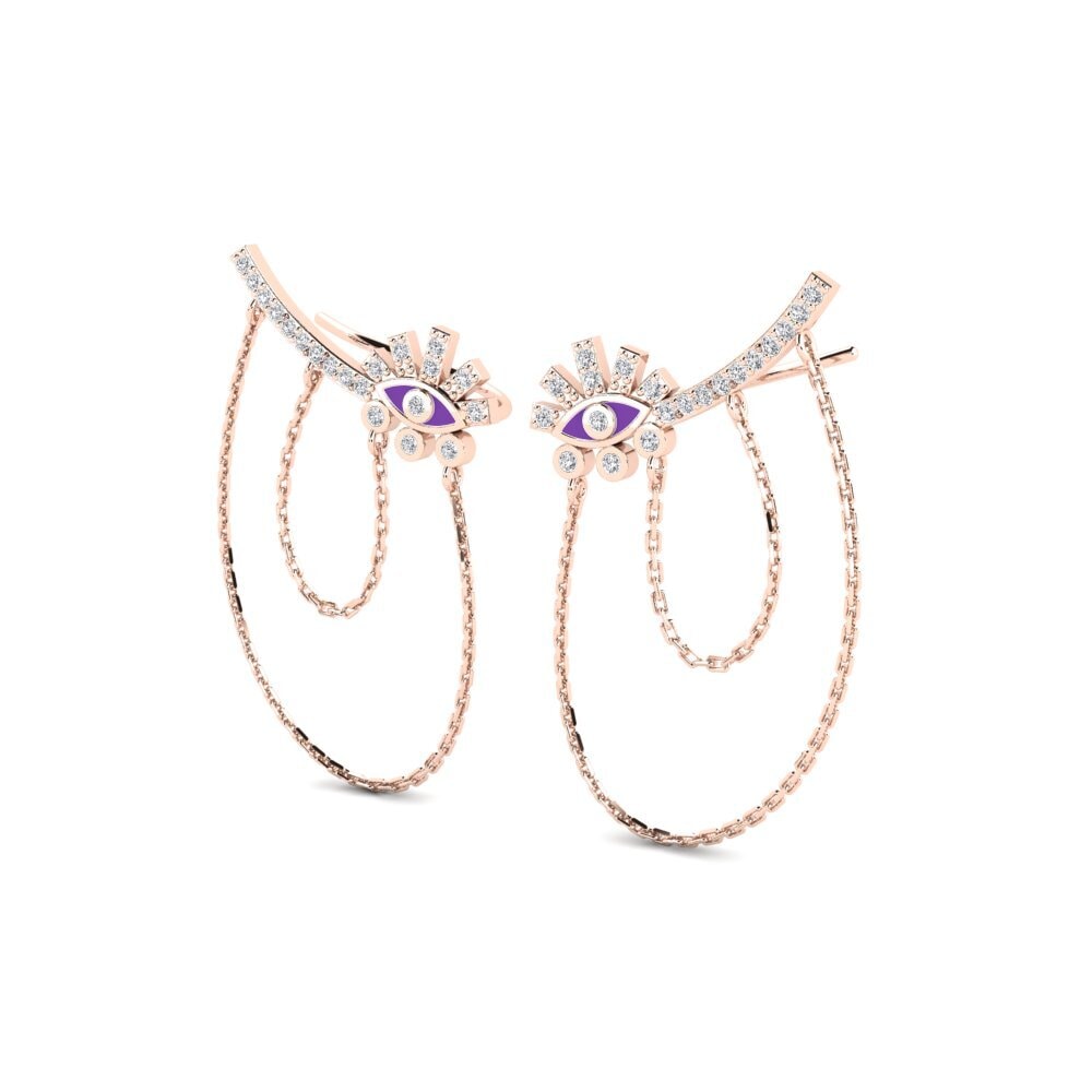 14k Oro Rosa Pendiente de mujer Qumenu