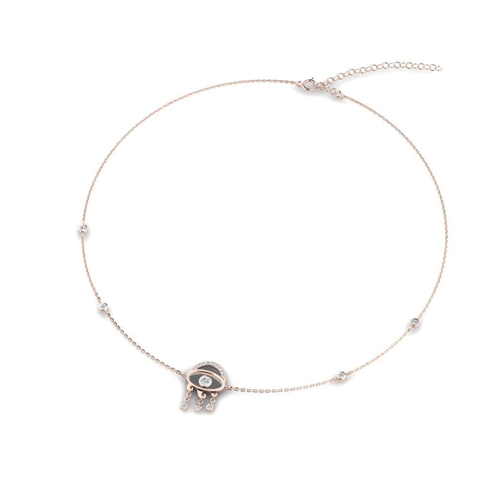 Collier Ras Du Cou Vintage En Métal Argenté - Pendentif Fleurs Émaillées Multicolores Avec Strass