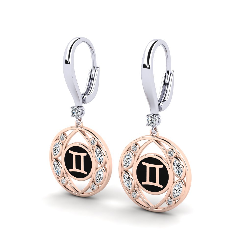 14ct White / Rose Gold Marquise Women's Earring Miomel - Gemini