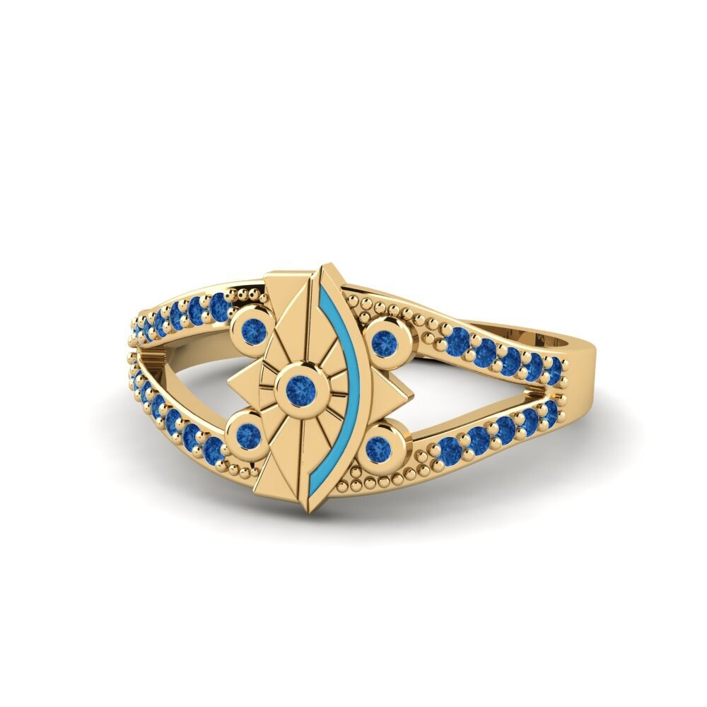 Circonita Azul Oscuro Anillo Elegancki