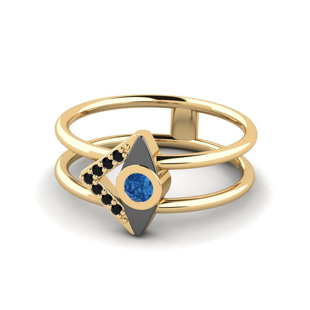 Circonita Azul Oscuro Anillo Eyelash