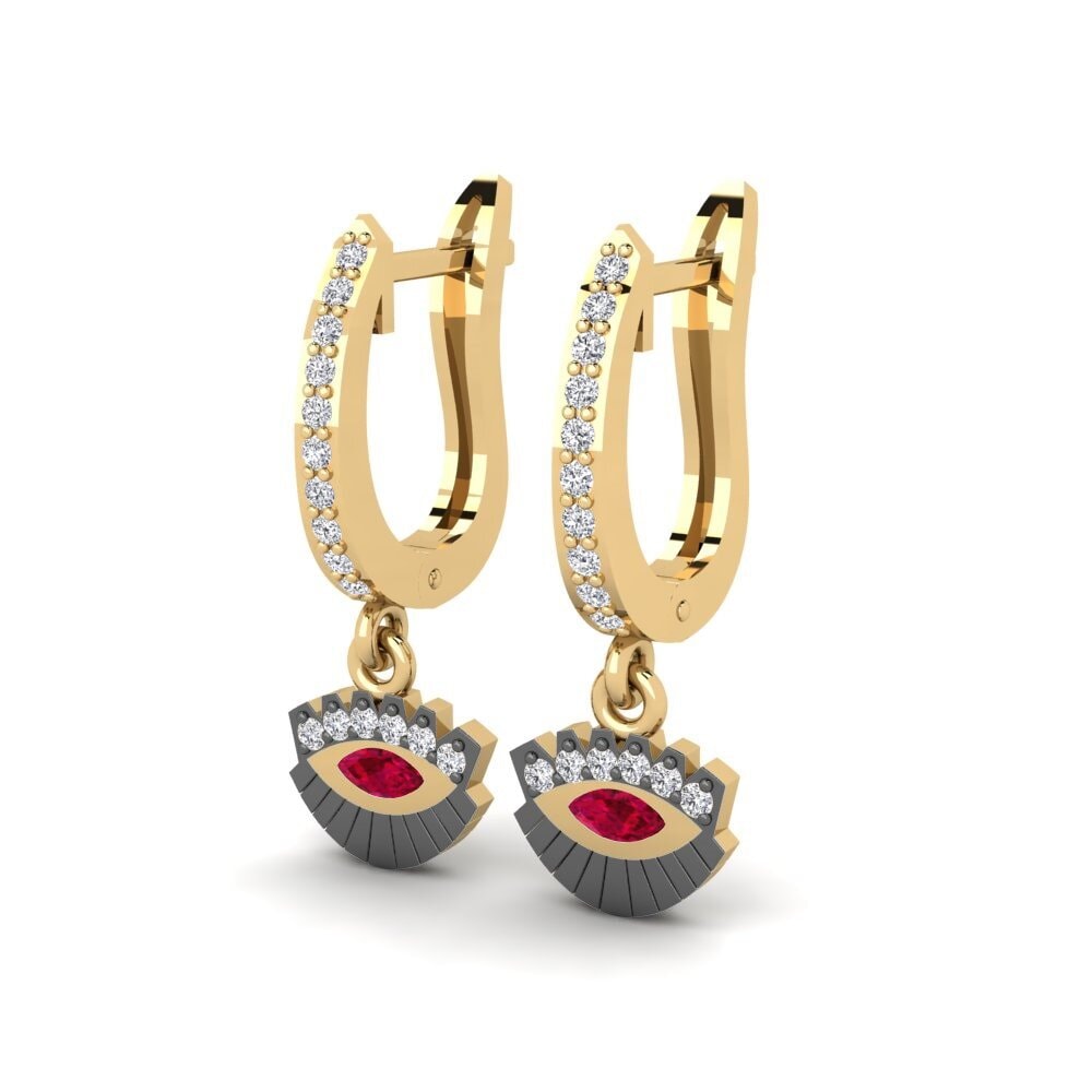 Rubis Boucle d'oreille femme Pensierow
