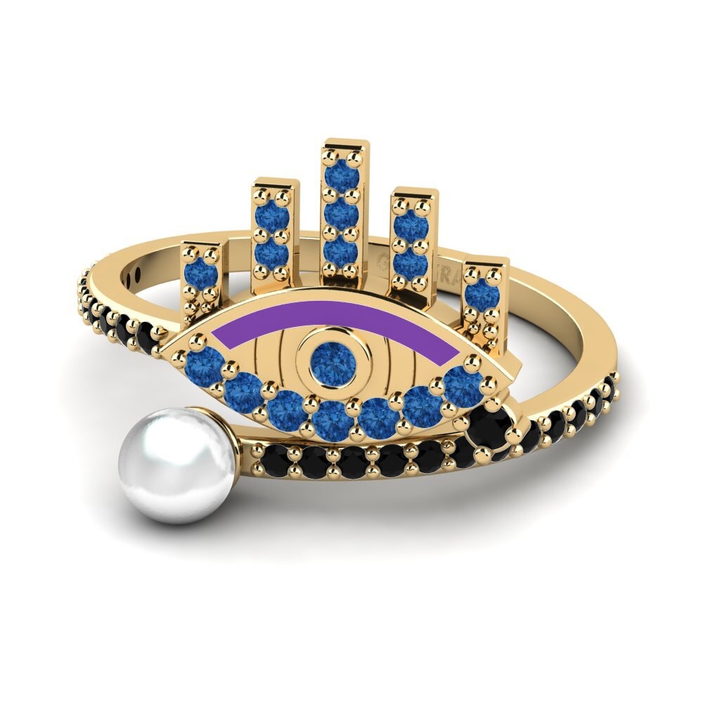 Circonita Azul Oscuro Anillo Ragyog