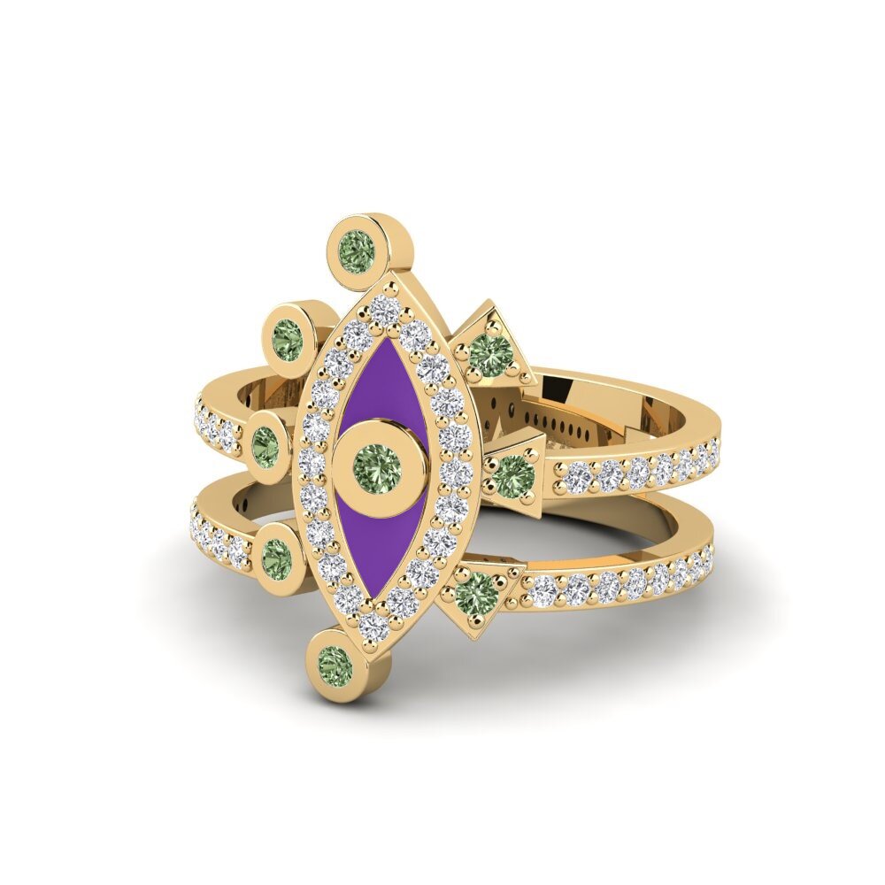 Diamante Verde Anel Akroenos