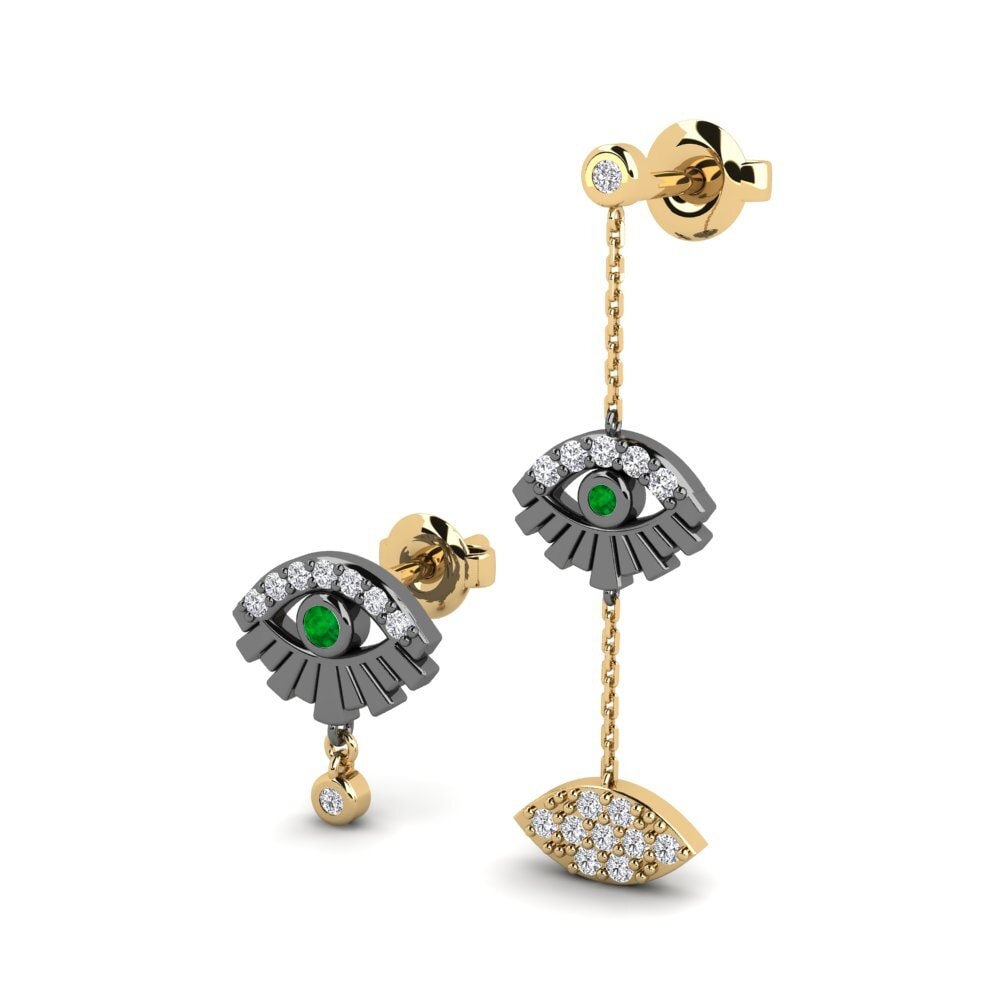 Émeraude Boucle d'oreille femme Aokas SET