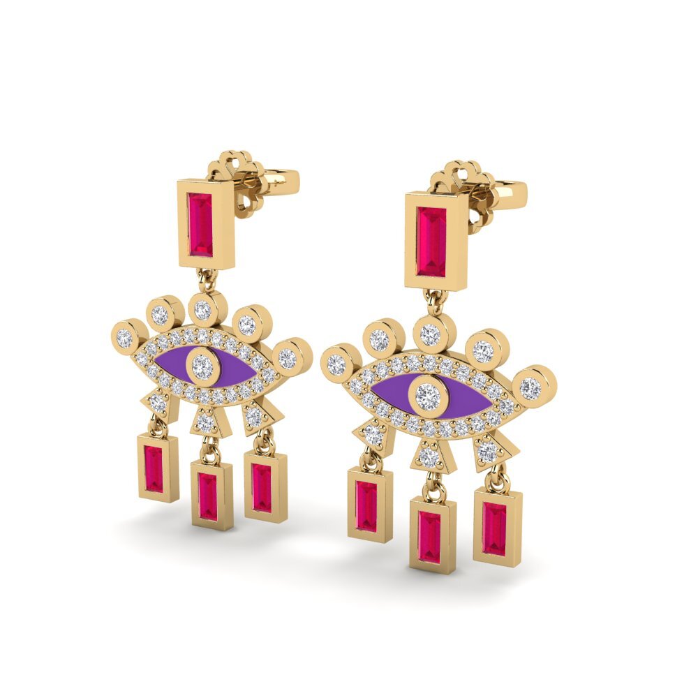 Rubis Boucle d'oreille femme Ephesos