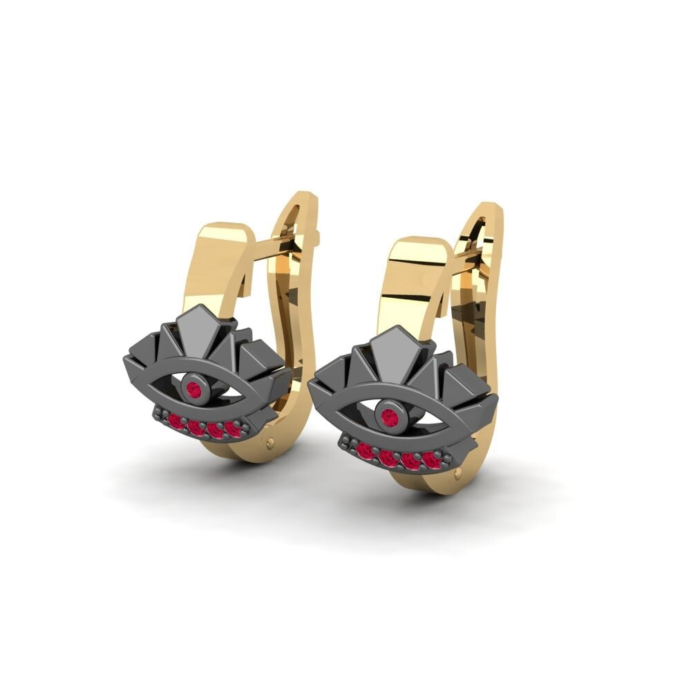 Rubis Boucle d'oreille femme Feach