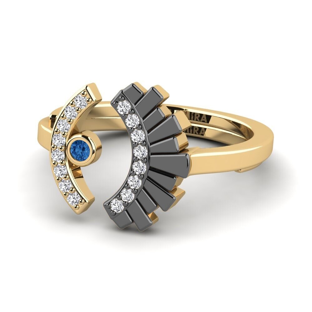 Circonita Azul Oscuro Anillo Palekana - SET