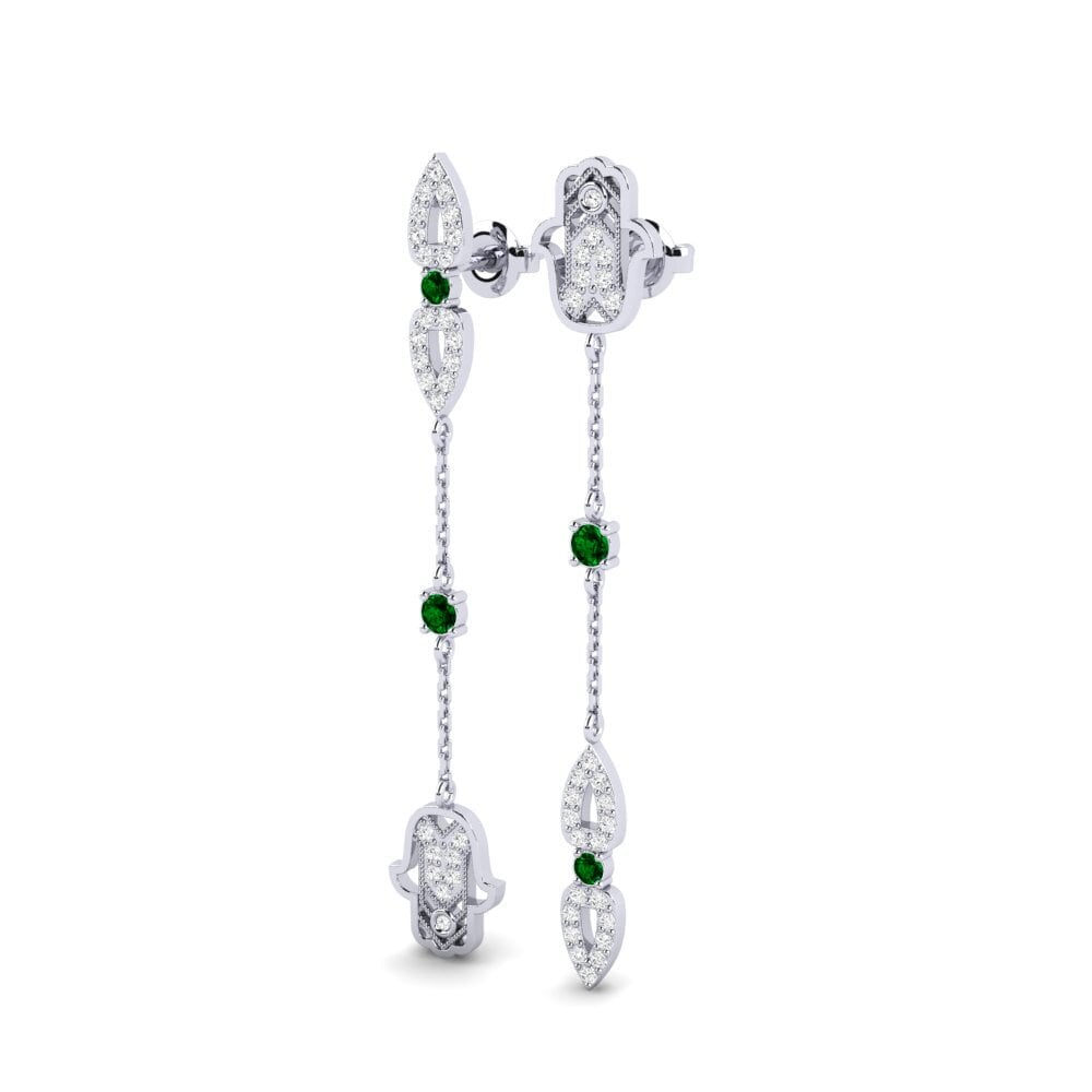 14k White Gold Green Zirconia Women's Earring Argia