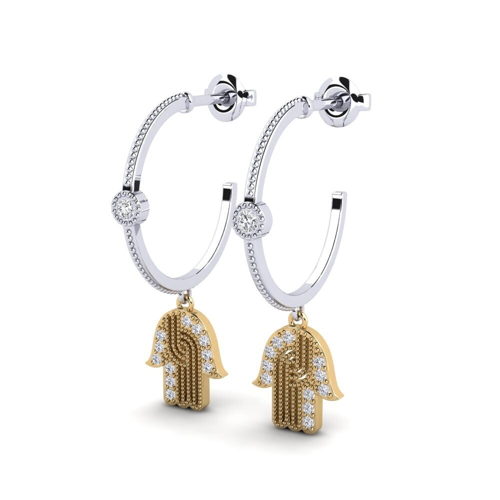 14ct White / Yellow Gold Women's Earring Aviothic