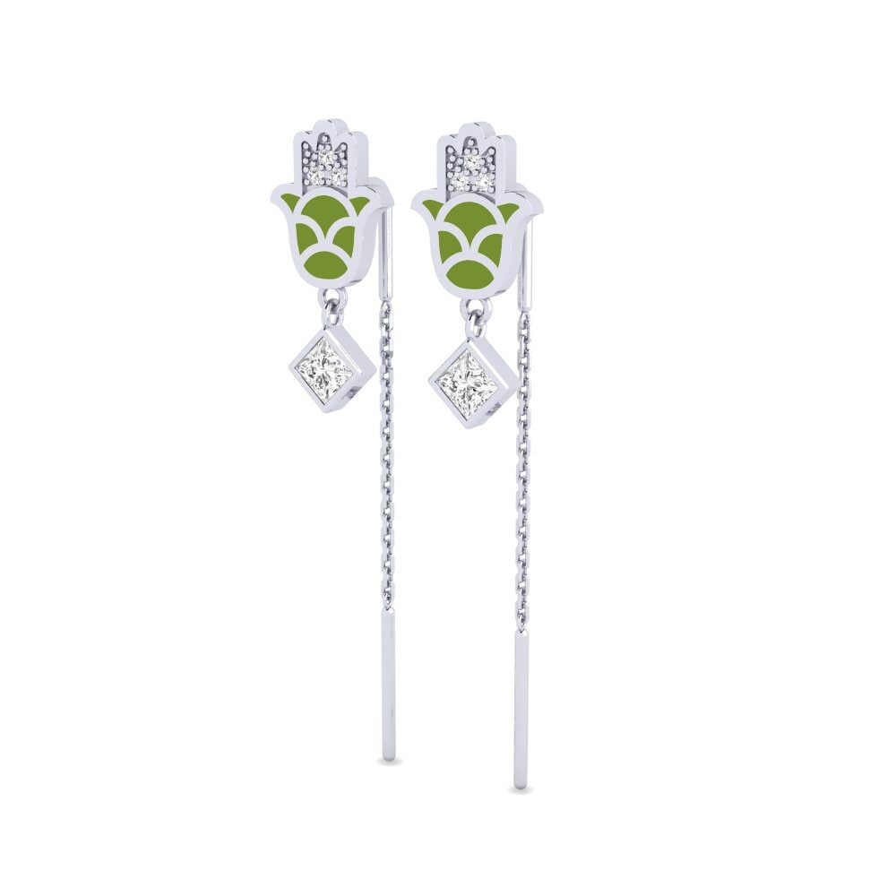 14k Oro Blanco Pendiente de mujer Babestu