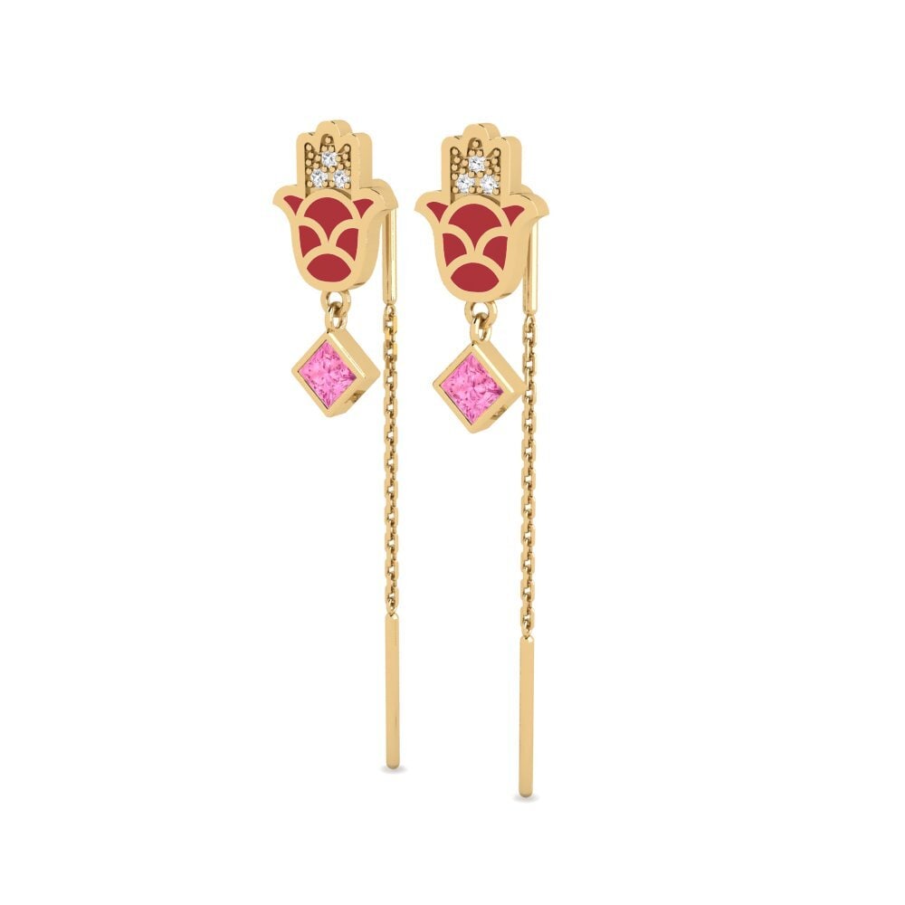 Đá Sapphire Hồng Bông tai nữ Babestu