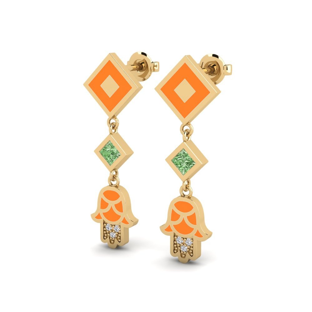 Diamante Verde Orecchino da donna Bahati - A