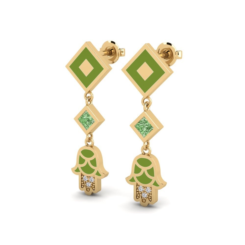 Diamante Verde Pendiente de mujer Bahati - A
