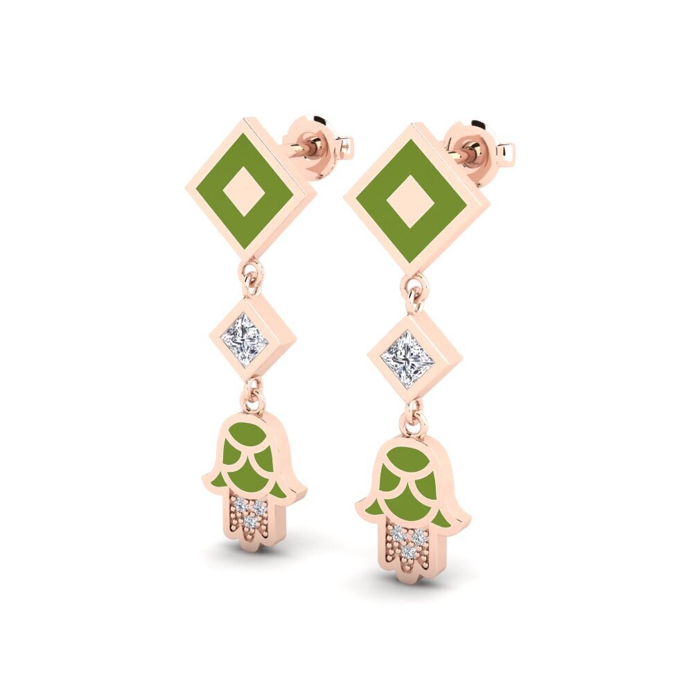 18k Oro Rosa Pendiente de mujer Bahati - A