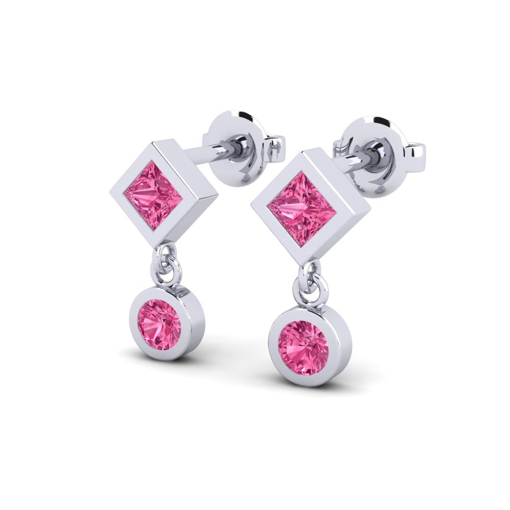 Plata 925 Turmalina rosa Pendiente de mujer Bahati - B