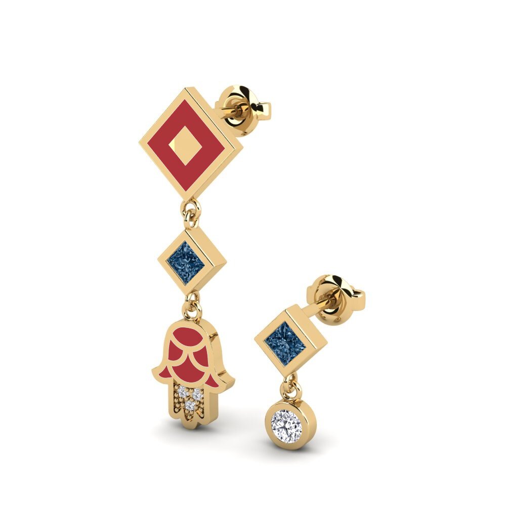 Diamante Azul Pendiente de mujer Bahati Set