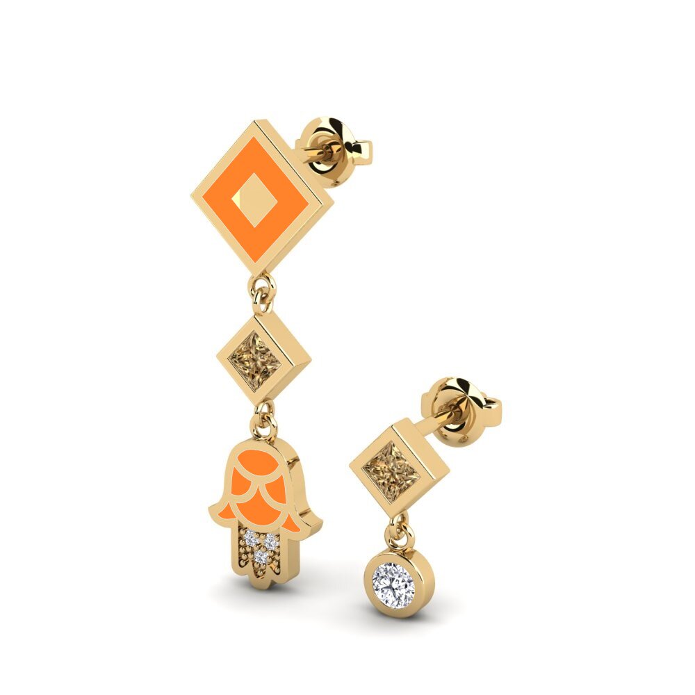 Diamante Marrón Pendiente de mujer Bahati Set