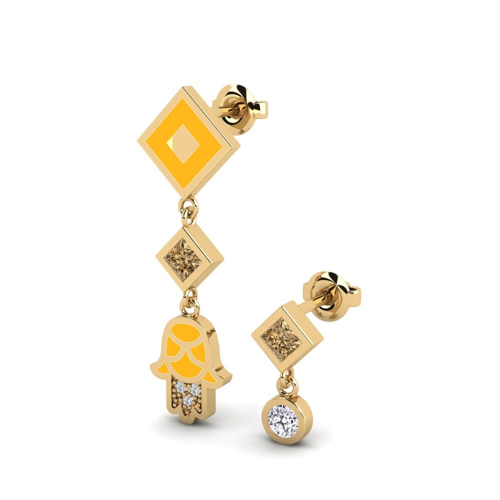 Diamante Marrón Pendiente de mujer Bahati Set