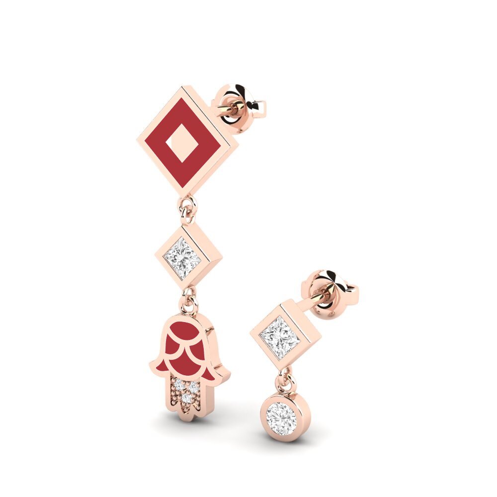 14k Oro Rosa Pendiente de mujer Bahati Set