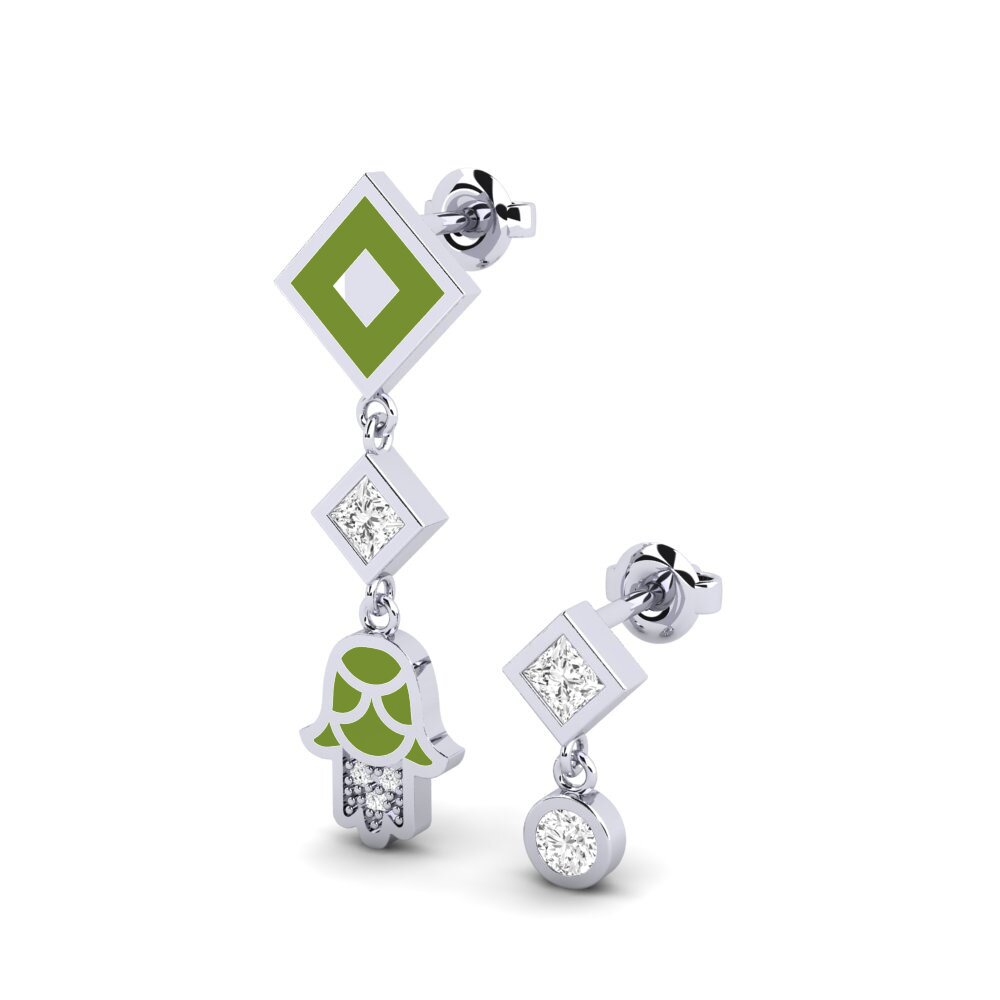 14k Oro Blanco Pendiente de mujer Bahati Set