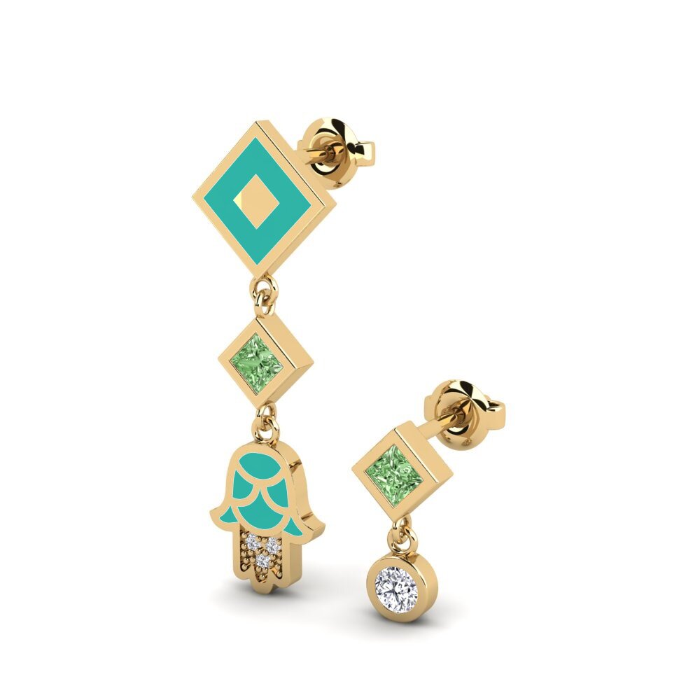 Diamante Verde Pendiente de mujer Bahati Set