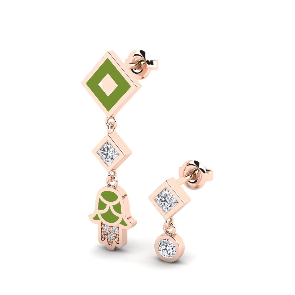 18k Oro Rosa Pendiente de mujer Bahati Set